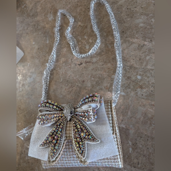 Kurt Geiger London Shoredicht Bow Wallet Beige Comb Shoulder Rightstone Bag New - Picture 5 of 14